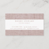 Monogram Blush Linen Stoff Textur Einfache Moderne Visitenkarte (Rückseite)
