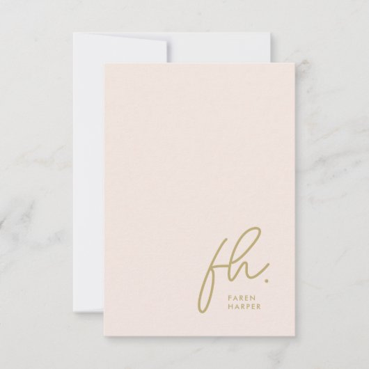 Monogram Blush Modernes Chic Script Gesellschaftsn Mitteilungskarte (Vorderseite)