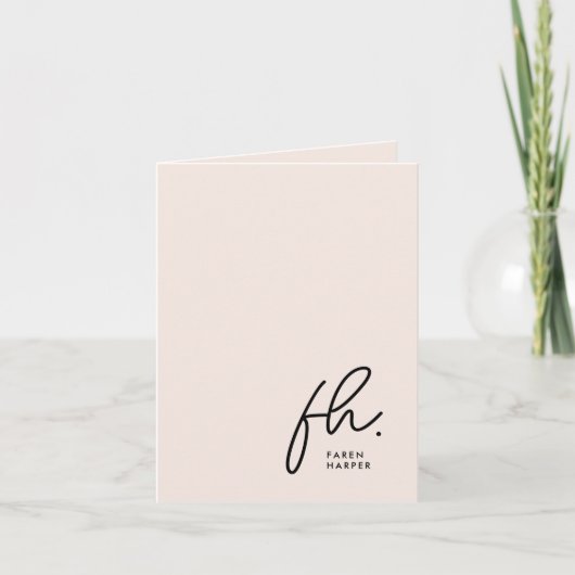 Monogram Blush Modernes Chic Script Sozialer Hinwe Dankeskarte (Vorderseite)