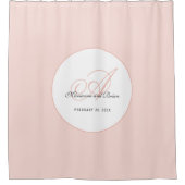 Monogram Blush Pink and White Duschvorhang (Vorderseite)