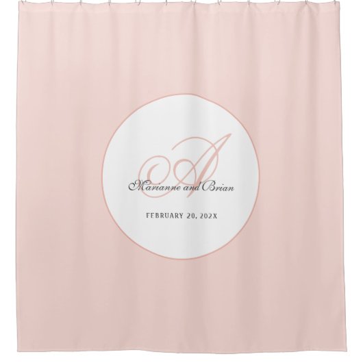 Monogram Blush Pink and White Duschvorhang (Vorderseite)