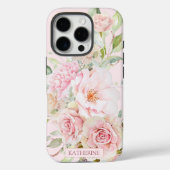 Monogram Blush Pink Aquarell Rose Blume Bloral Case-Mate iPhone Hülle (Rückseite)