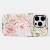 Monogram Blush Pink Aquarell Rose Blume Bloral Case-Mate iPhone Hülle (Rückseite (Horizontal))