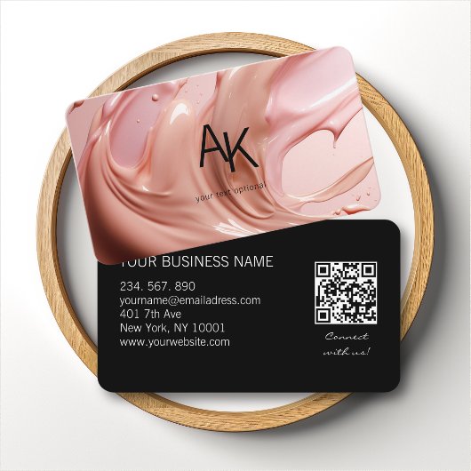 Monogram Blush Pink Beauty Salon QR-Code Visitenkarte