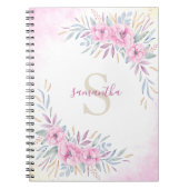 Monogram Blush Pink Blume Aquarell Elegant Notizblock (Vorderseite)