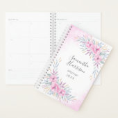 Monogram Blush Pink Blume Aquarell Elegant Planer (Anzeige)