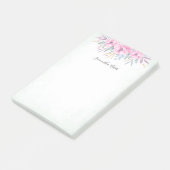 Monogram Blush Pink Blume Aquarell Elegant Post-it Klebezettel (angewinkelt)