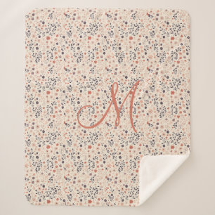 Monogram Blush Pink Boho Lila Coral Wildblumen Sherpadecke