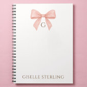 Monogram Blush Pink Bow Watercolor Notizblock
