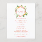 Monogram Blush Pink Citrus Floral Wedding (Vorderseite)