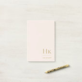 Monogram Blush Pink Einfache Moderne Feminine Mini Post-it Klebezettel (Auf Schreibtisch)
