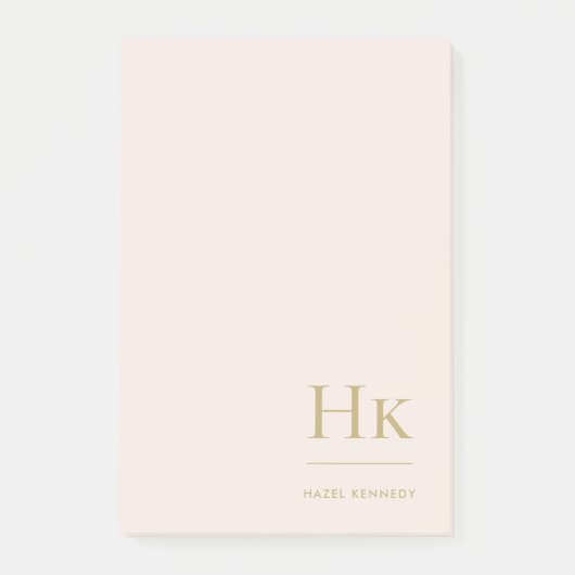 Monogram Blush Pink Einfache Moderne Feminine Mini Post-it Klebezettel (Vorderseite)