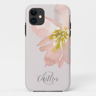 Monogram Blush Pink Elegante Wasserfarbe Case-Mate iPhone Hülle