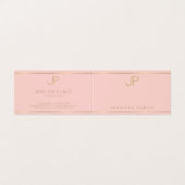 Monogram Blush Pink Gold Clean Template Moderne Visitenkarten (Außenseite Aufgefaltet)