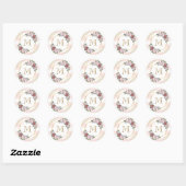 Monogram Blush Pink Gold Confetti Floral Runder Aufkleber (Blatt)