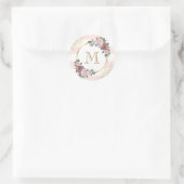 Monogram Blush Pink Gold Confetti Floral Runder Aufkleber (Tasche)