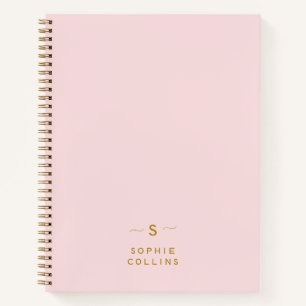 Monogram Blush Pink Gold Minimalistisch Elegant Na Notizblock
