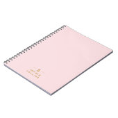 Monogram Blush Pink Gold Minimalistischer Elegante Notizblock (Linke Seite)