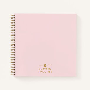 Monogram Blush Pink Gold Minimalistischer Elegante Notizblock