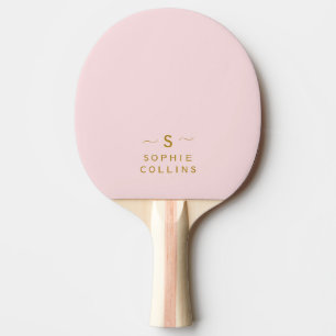 Monogram Blush Pink Gold Minimalistischer Elegante Tischtennis Schläger