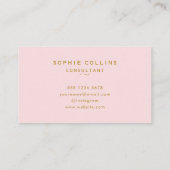 Monogram Blush Pink Gold Minimalistisches Elegant Visitenkarte (Rückseite)