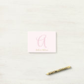 Monogram Blush Pink Gold Modern Minimalistisch Post-it Klebezettel (Auf Schreibtisch)