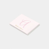 Monogram Blush Pink Gold Modern Minimalistisch Post-it Klebezettel (angewinkelt)