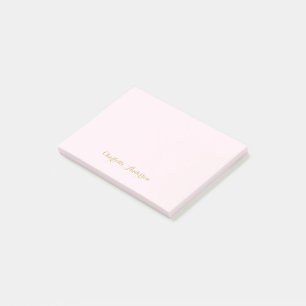 Monogram Blush Pink Gold Modern Minimalistisch Post-it Klebezettel