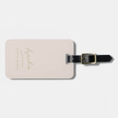 Monogram Blush Pink Gold Moderne Feminine Gepäckanhänger (Vorderseite horizontal)