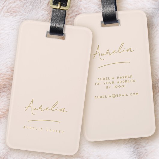 Monogram Blush Pink Gold Moderne Feminine Gepäckanhänger