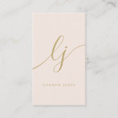 Monogram Blush Pink Gold Moderne Feminine Script Visitenkarte (Vorderseite)