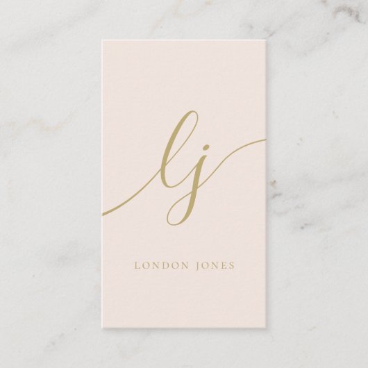 Monogram Blush Pink Gold Moderne Feminine Script Visitenkarte (Vorderseite)