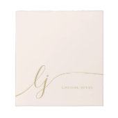 Monogram Blush Pink Gold Moderne Minimine Feminine Notizblock (Vorderseite)