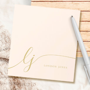 Monogram Blush Pink Gold Moderne Minimine Feminine Notizblock