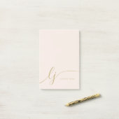 Monogram Blush Pink Gold Moderne Minimine Feminine Post-it Klebezettel (Auf Schreibtisch)