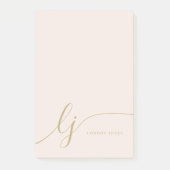 Monogram Blush Pink Gold Moderne Minimine Feminine Post-it Klebezettel (Vorderseite)
