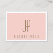 Monogram Blush Pink Gold Text Modern Template Visitenkarte (Vorderseite)