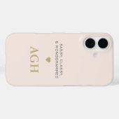 Monogram Blush Pink Gray Typografy Gold Heart Case-Mate iPhone Hülle (Rückseite (Horizontal))