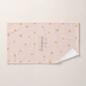 Monogram Blush Pink Lucky Stars Individuelle Name Badhandtuch Set (Handtuch)