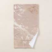 Monogram Blush Pink Marmor Gold Foil Trendy Custom Badhandtuch Set (Handtuch)