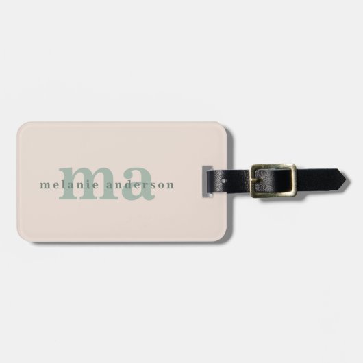 Monogram Blush Pink Minimalistisch Modern Einfache Gepäckanhänger (Vorderseite horizontal)