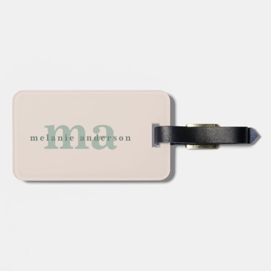 Monogram Blush Pink Minimalistisch Modern Einfache Gepäckanhänger (Rückseite horizontal)