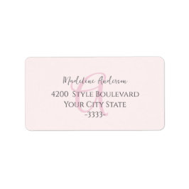 Monogram Blush Pink Moderne Minimalistische Femini Adressaufkleber