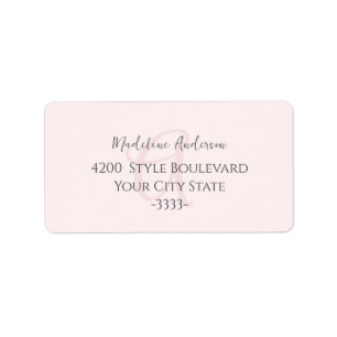 Monogram Blush Pink Moderne Minimalistische Femini Adressaufkleber