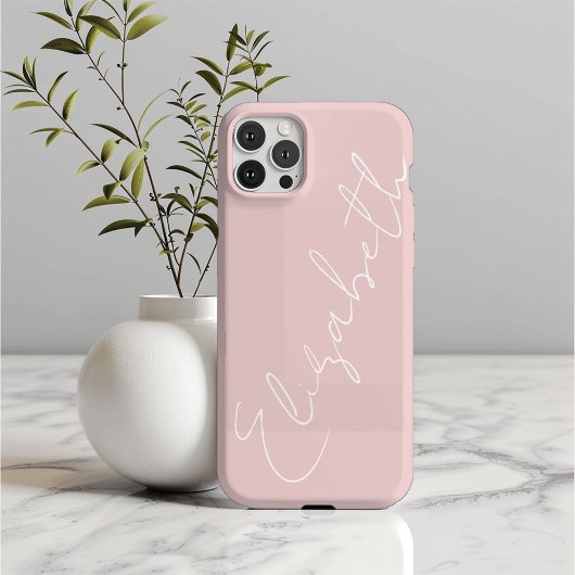 Monogram Blush Pink Moderne Minimalistische Femini Case-Mate iPhone Hülle