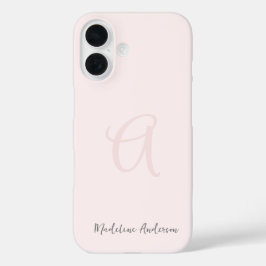 Monogram Blush Pink Moderne Minimalistische Femini iPhone 16 Hülle