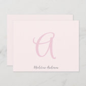 Monogram Blush Pink Moderne Minimalistische Femini Dankeskarte (Vorne/Hinten)