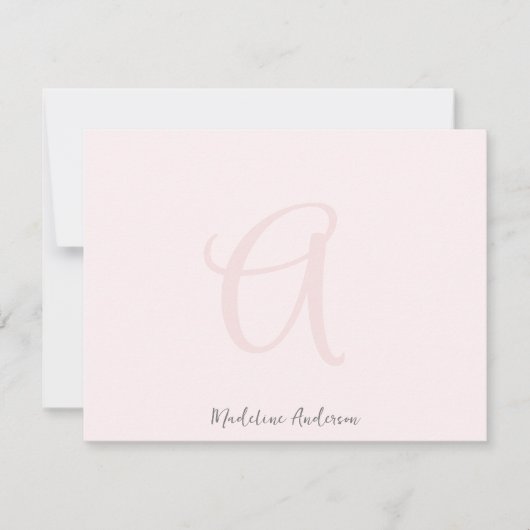 Monogram Blush Pink Moderne Minimalistische Femini Dankeskarte (Vorderseite)