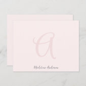 Monogram Blush Pink Moderne Minimalistische Femini Dankeskarte (Vorne/Hinten)