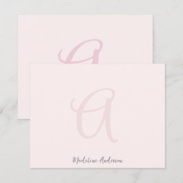 Monogram Blush Pink Moderne Minimalistische Femini Dankeskarte